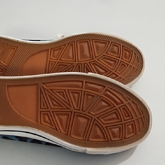 Blue Black Leopard Print Sneakers Converse Style Tennis Shoes - Picture 14 of 14